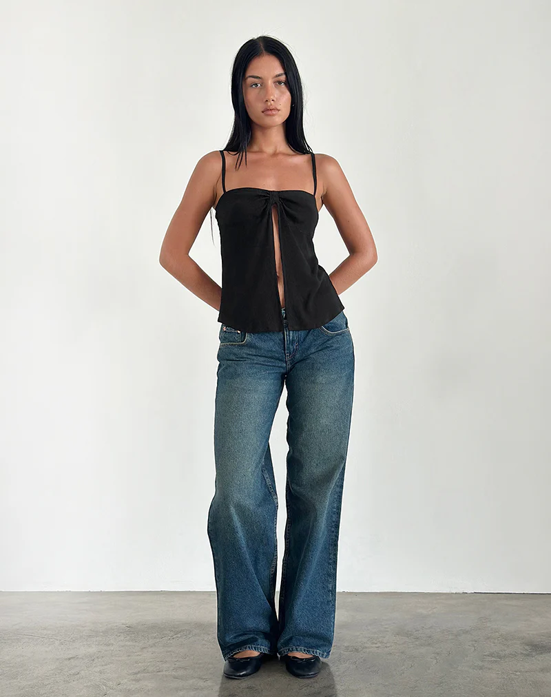Jastipa Longline Butterfly Top in Black - Image 3