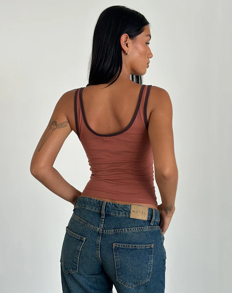 Jastiya Top in Brick with Brown Binding - Image 4
