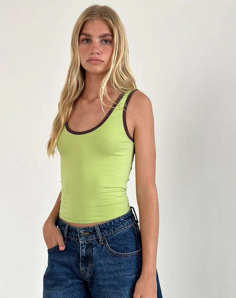 Jastiya Top in Green Banana with Deep Mahogany Binding - Image 2