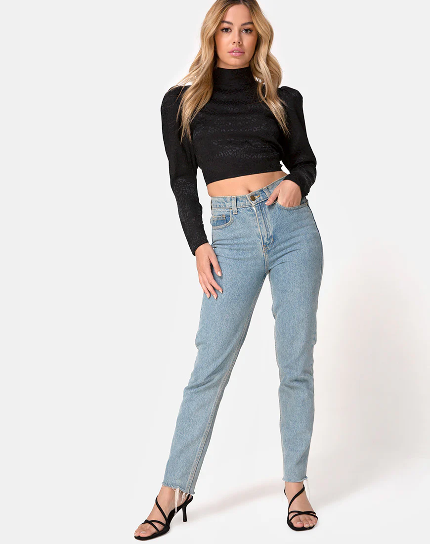 Jasty Crop Top in Satin Cheetah Black - Image 3
