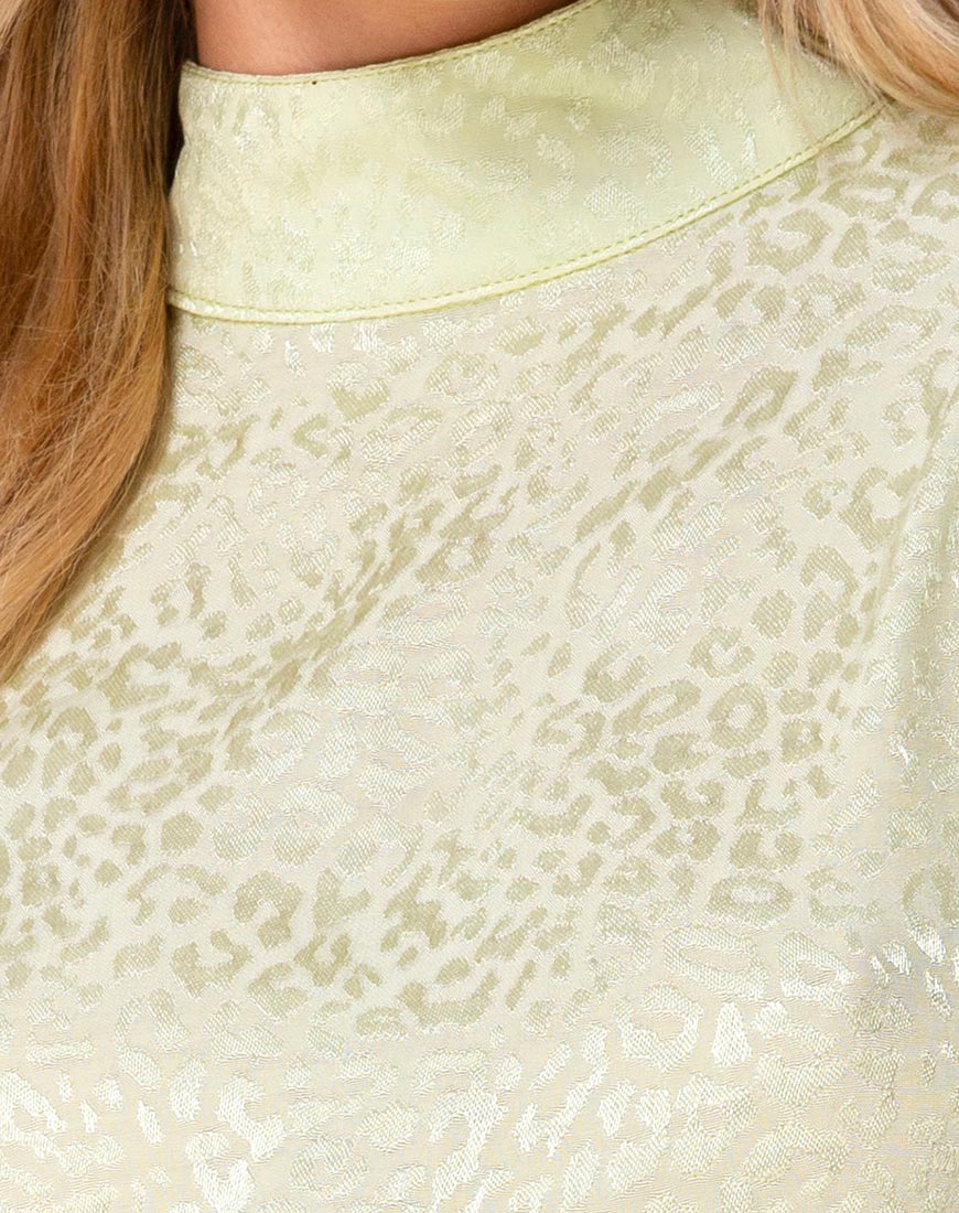Jasty Crop Top in Satin Cheetah Pistachio - Image 5