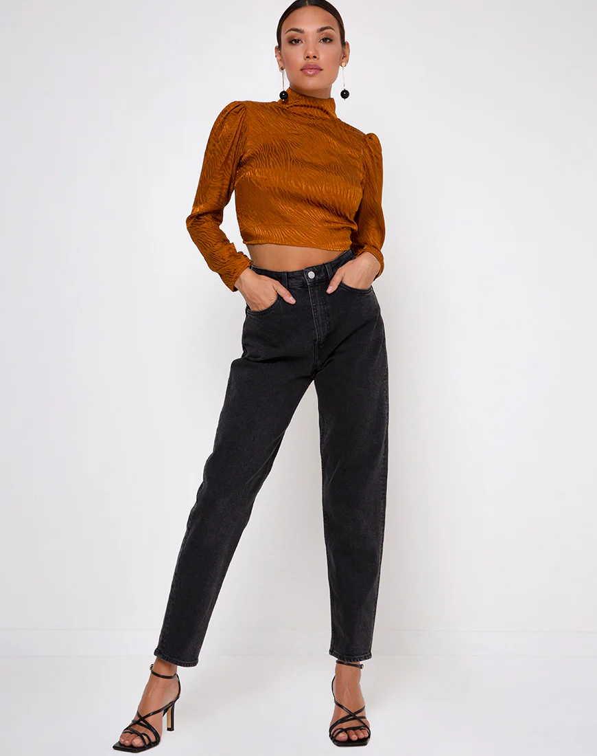 Jasty Crop Top in Satin Zebra Golden Coral - Image 3