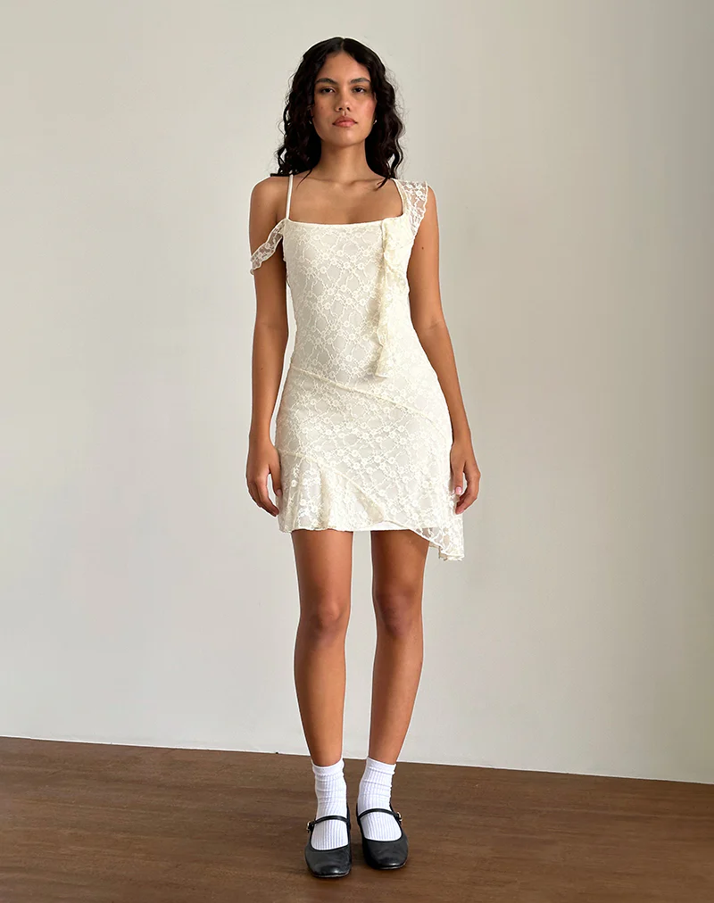 Jati Mini Dress in Off White Canina Rose Lace - Image 5