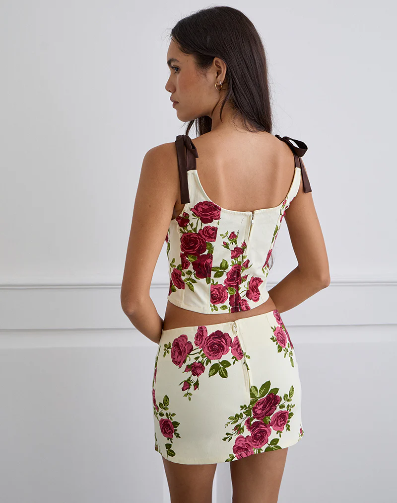Jatmi Corset Top in Bouquet Roses Cream - Image 5