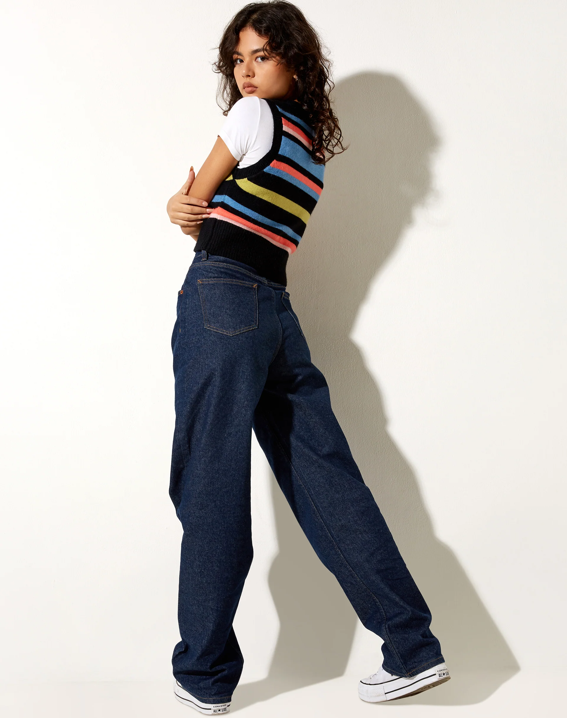 Jaya Vest in Multi Stripe Blue Black - Image 4