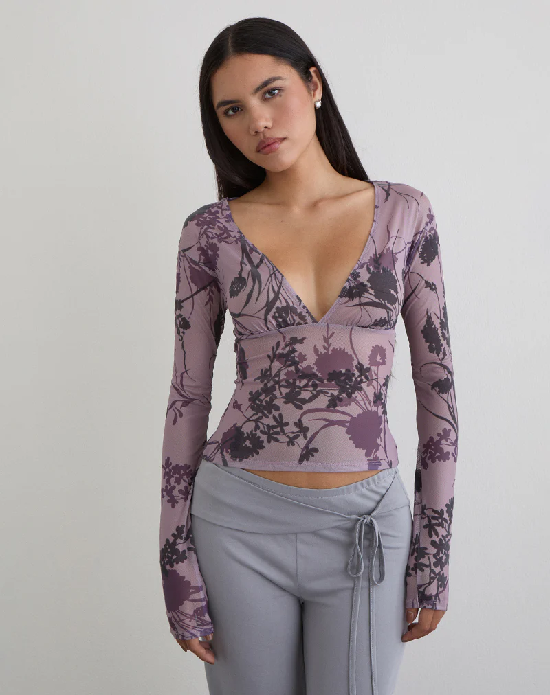 Jaydra Top in Flock Shadow Flower Purple - Image 2