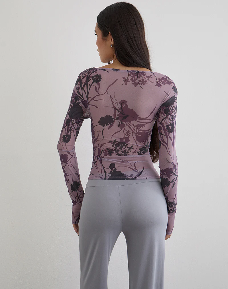Jaydra Top in Flock Shadow Flower Purple - Image 4