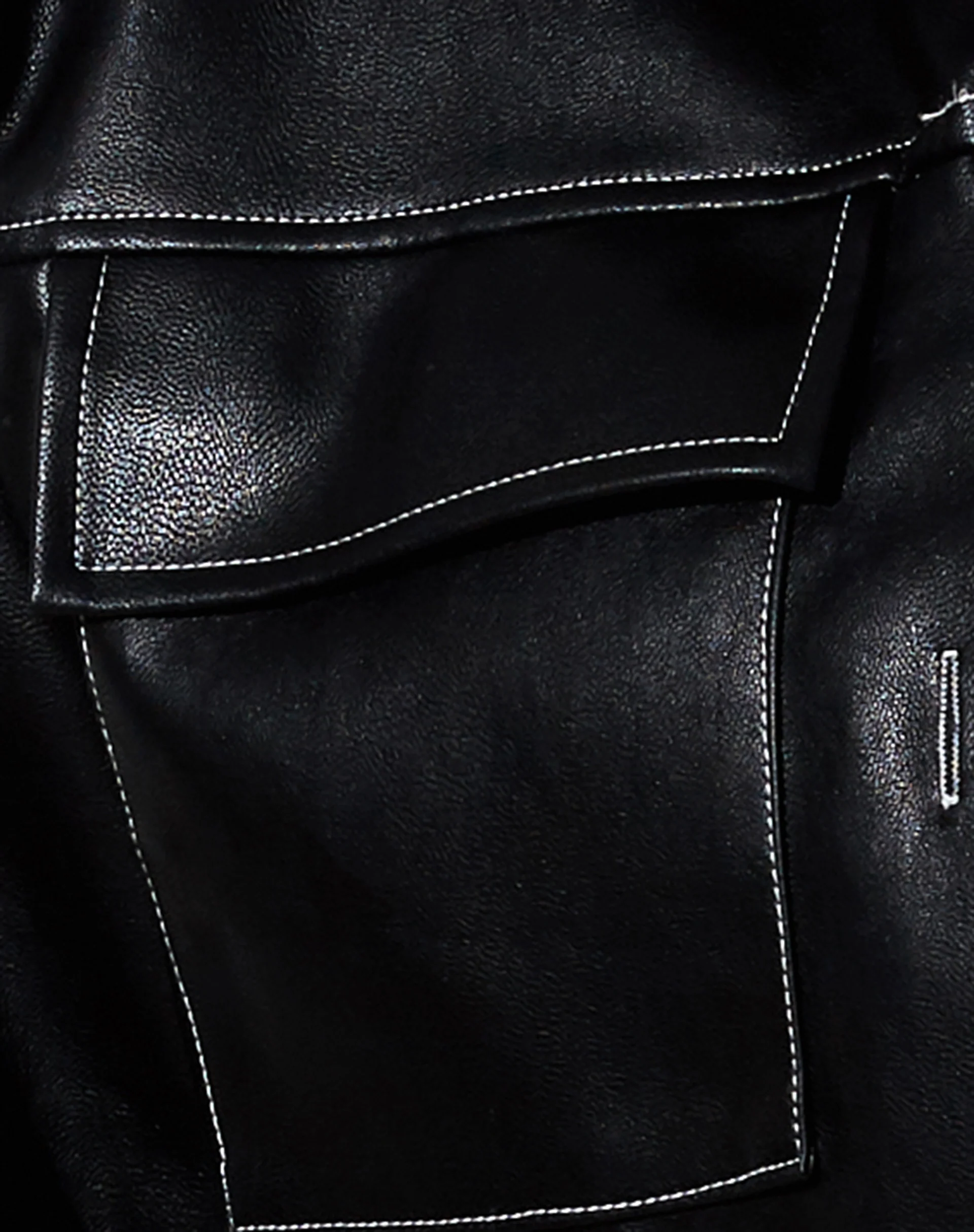 Jayla Shirt in PU Black with White Stitch - Image 8