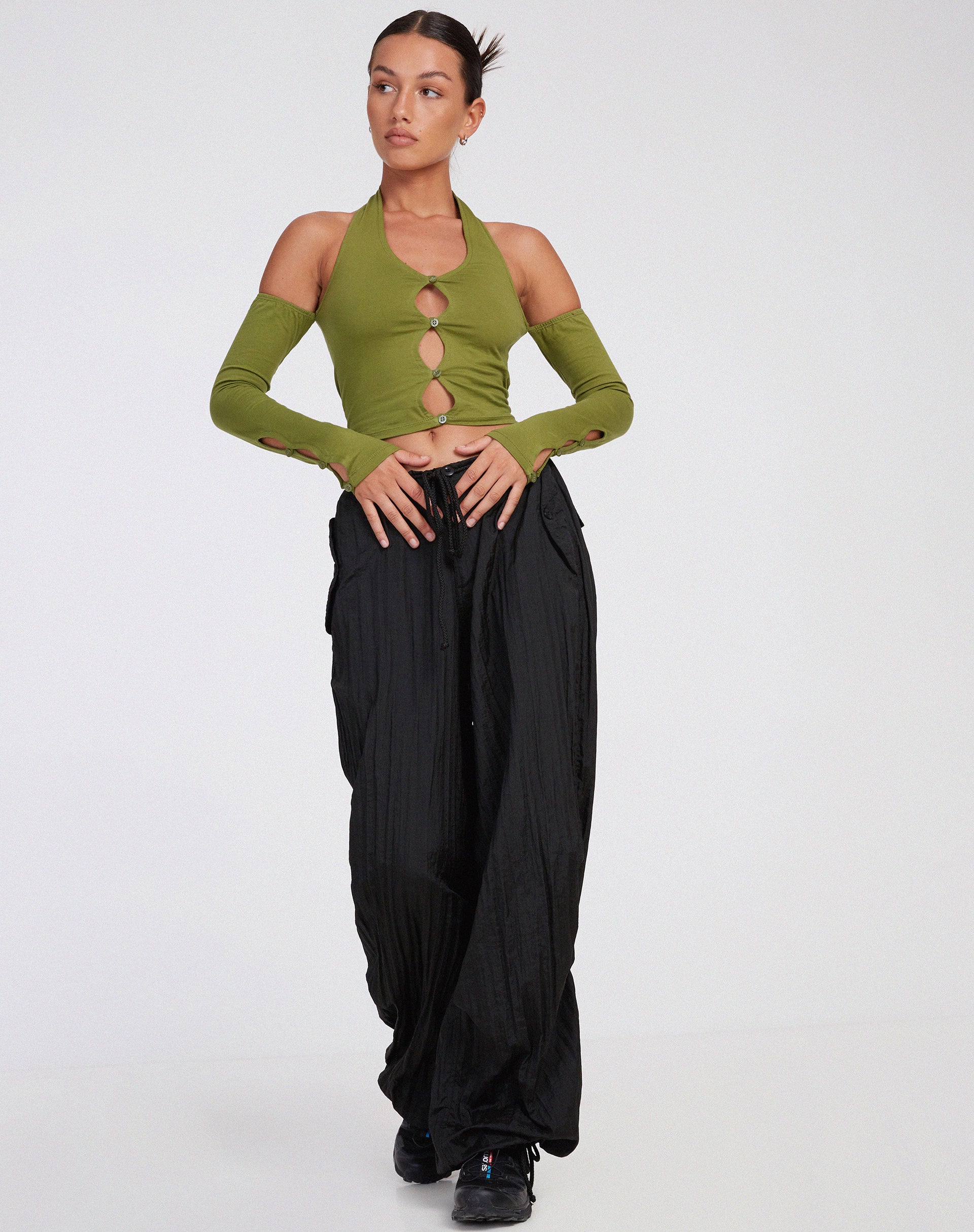 Jayne Crop Top in Khaki - Image 3