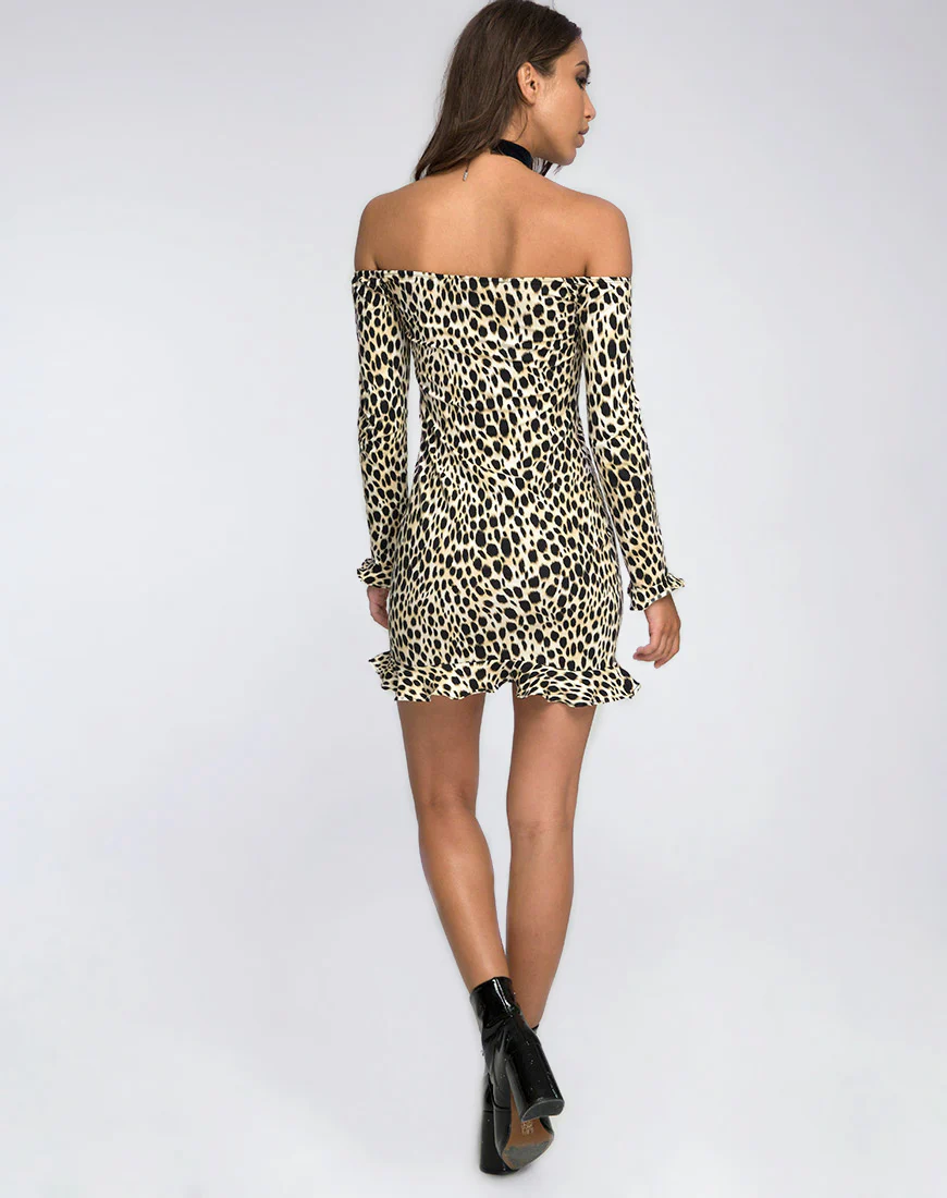 Jazzie Off the Shoulder Dress in Cheetah - Image 4