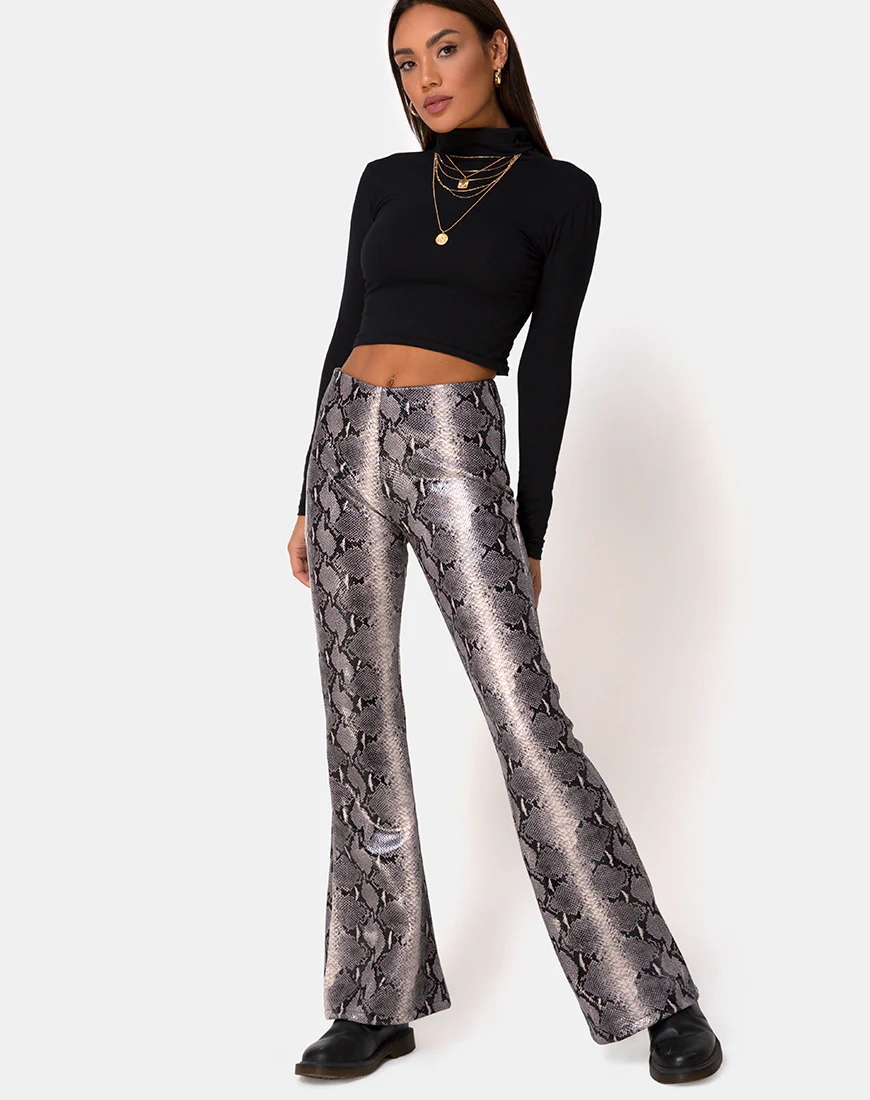 Jeden Trouser in PU Beige Snake - Image 4