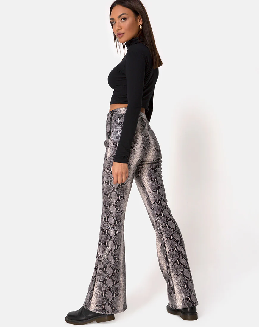 Jeden Trouser in PU Beige Snake - Image 5
