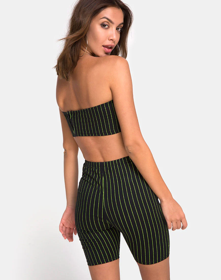 Jeevan Bandeau Top in Neon Pinstripe - Image 2