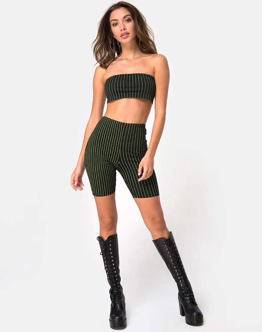 Jeevan Bandeau Top in Neon Pinstripe - Image 3
