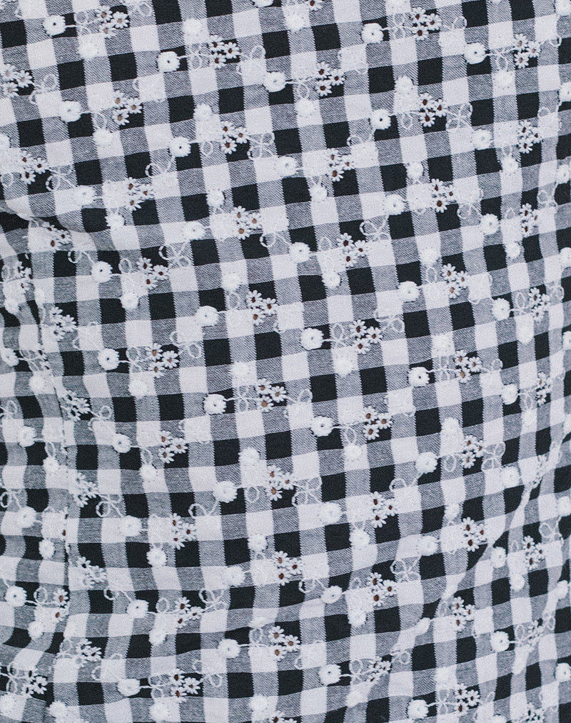 Jeiha Cami Top in Floral Gingham Black - Image 5