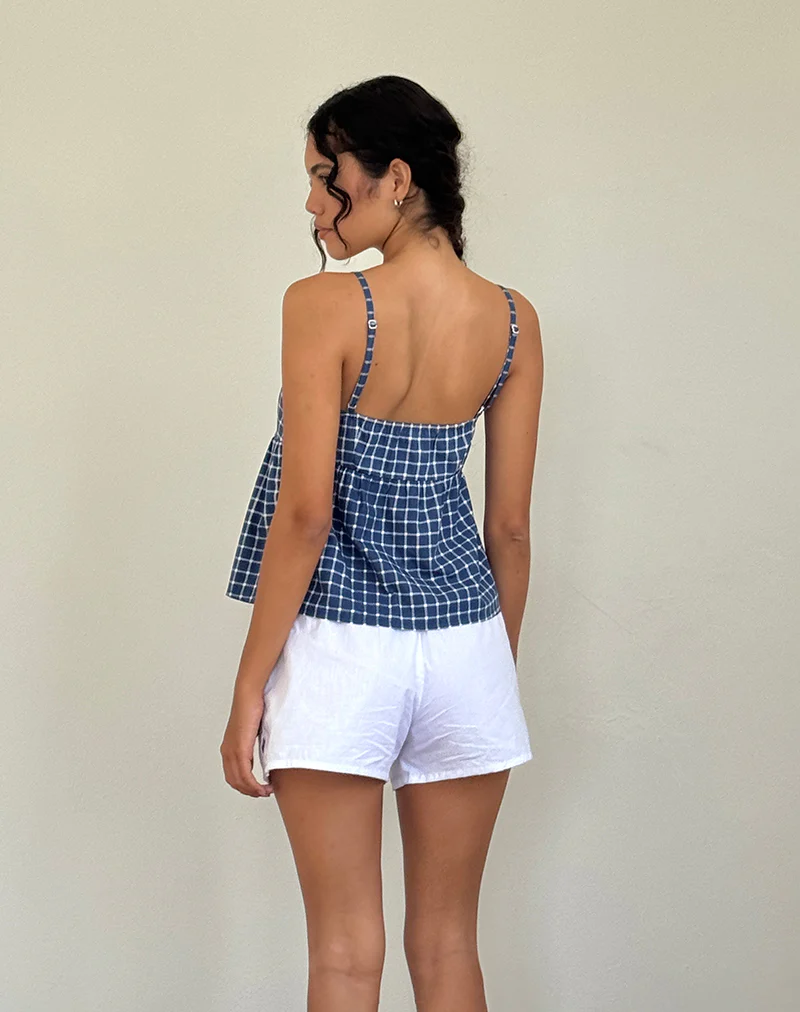 Jeju Top in Navy Tartan Poplin - Image 4