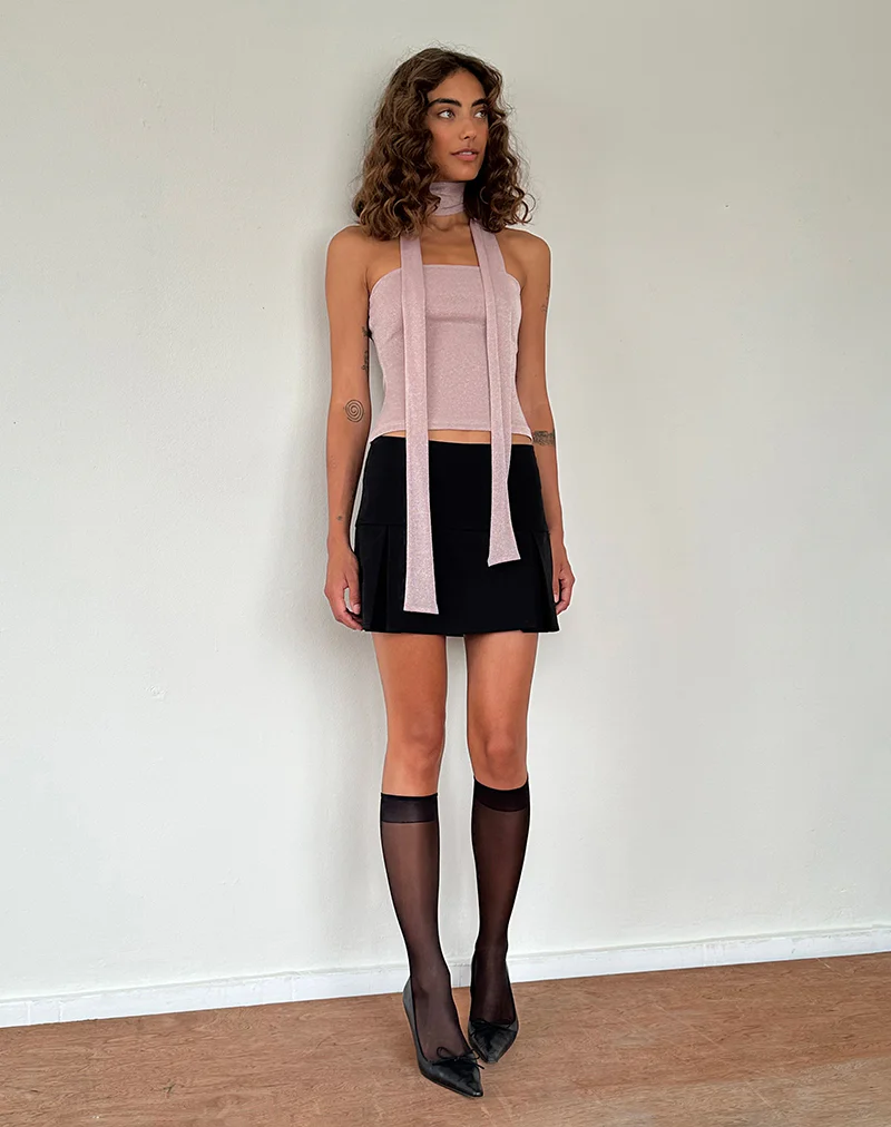 Jeldia Bandeau Top and Scarf Set in Pink Shimmer - Image 2