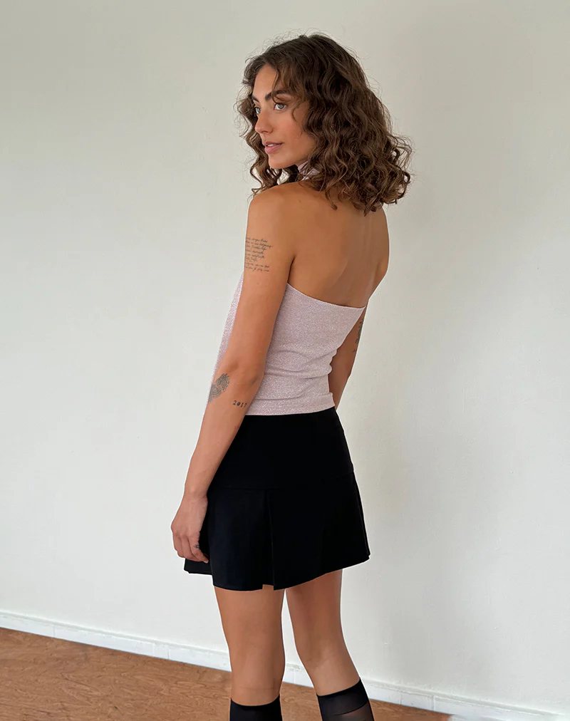 Jeldia Bandeau Top and Scarf Set in Pink Shimmer - Image 5