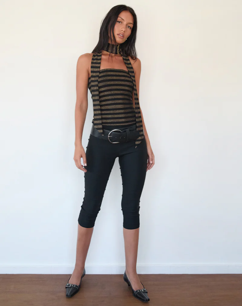 Jeldia Top and Scarf Set in Lurex Gold Stripe - Image 4