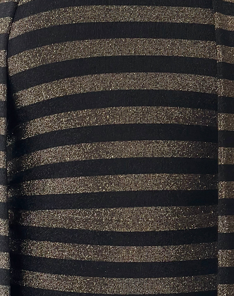 Jeldia Top and Scarf Set in Lurex Gold Stripe - Image 6