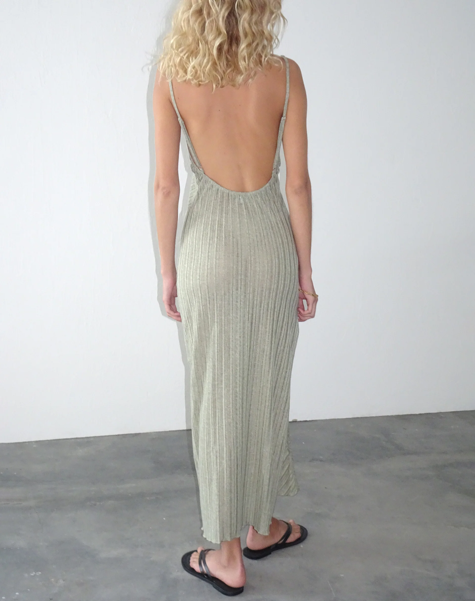Jenaya Knitted Midi Dress in Sage - Image 4