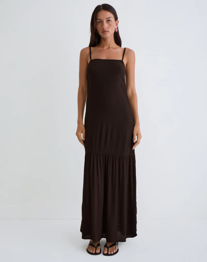 Jenesis Maxi Dress in Crinkle Bitter Chocolate - Image 2