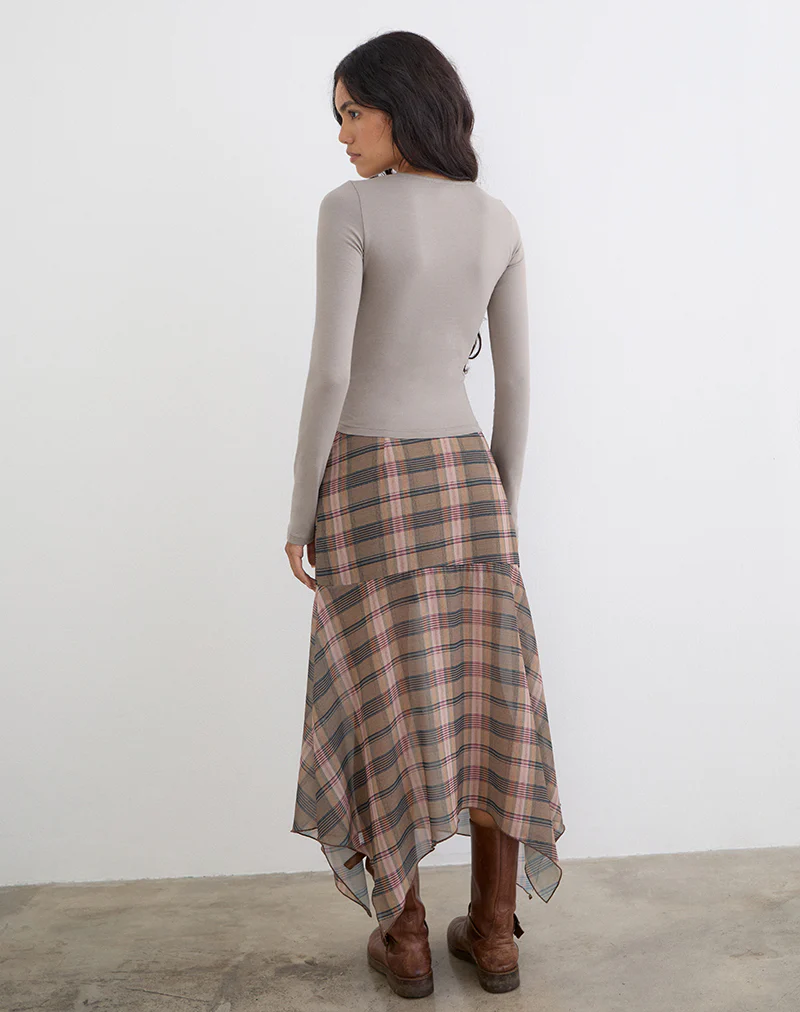 Jenji Long Sleeve Top with Pearl Button in Moon Rock - Image 4