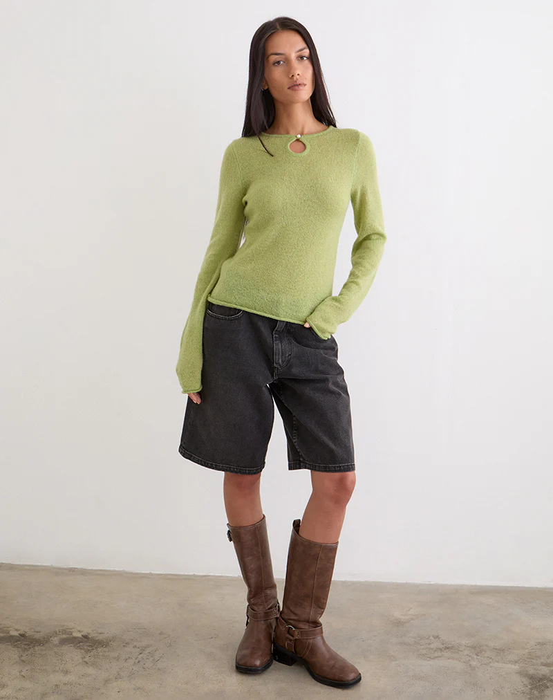 Jenya Long Sleeve Top in Knit Sage - Image 2