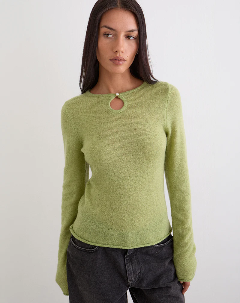 Jenya Long Sleeve Top in Knit Sage - Image 4