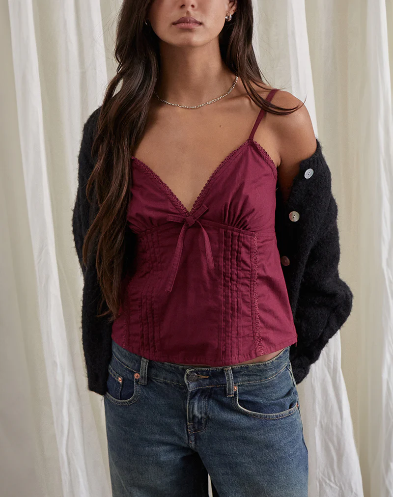 Jepuni Cami Top in Burgundy - Image 4
