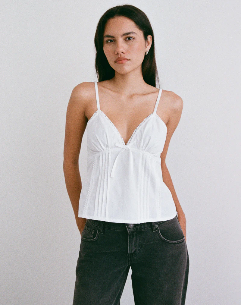 Jepuni Cami Top in White Poplin - Image 5