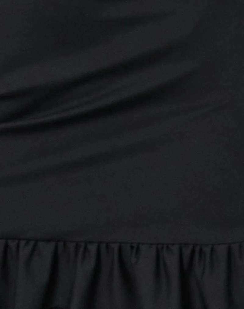 Jessa Ruffle Hem Buckle Strap Mini Dress in Black - Image 6