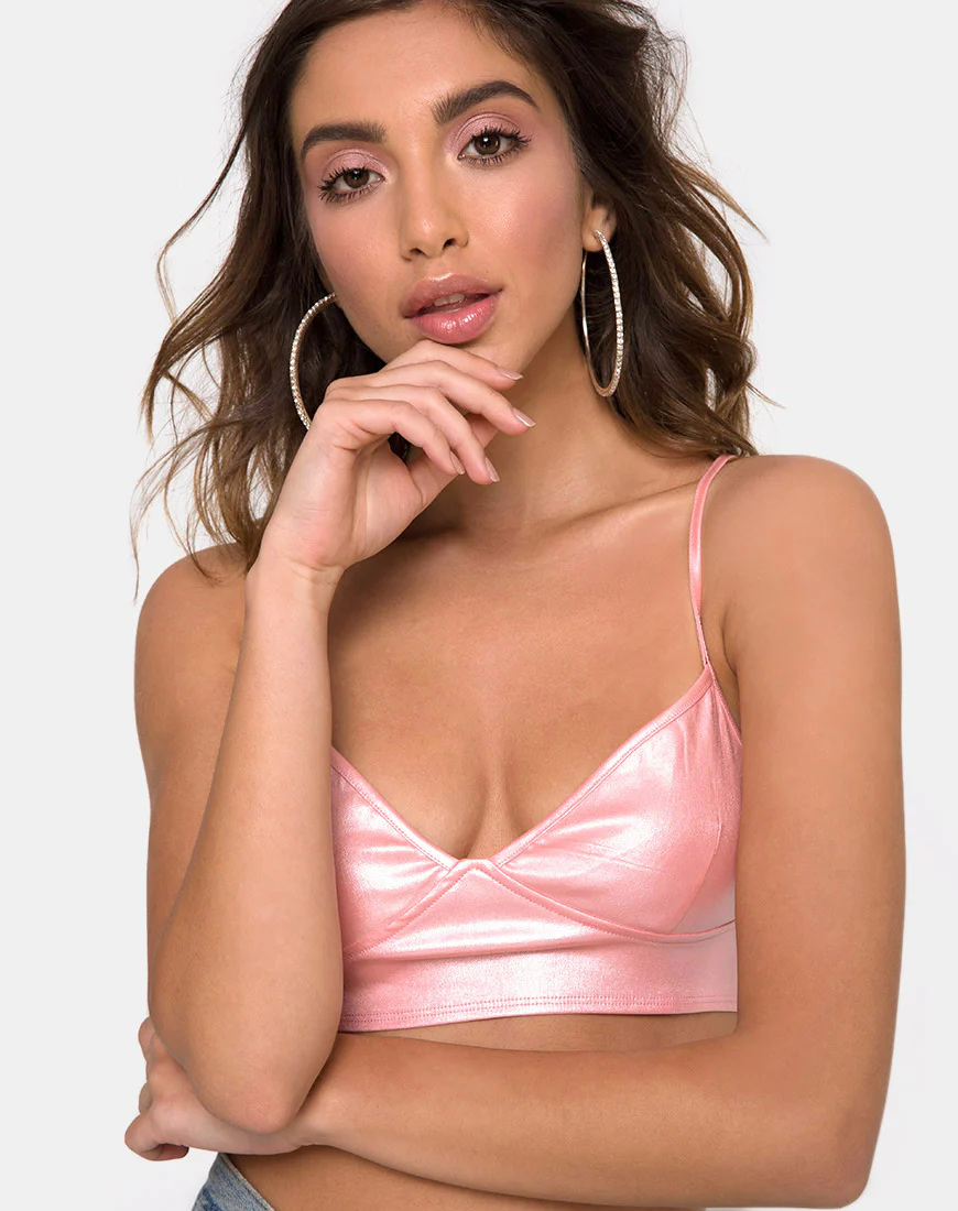 Jessie Bralet in Metallic Shimmer Baby Pink - Image 2