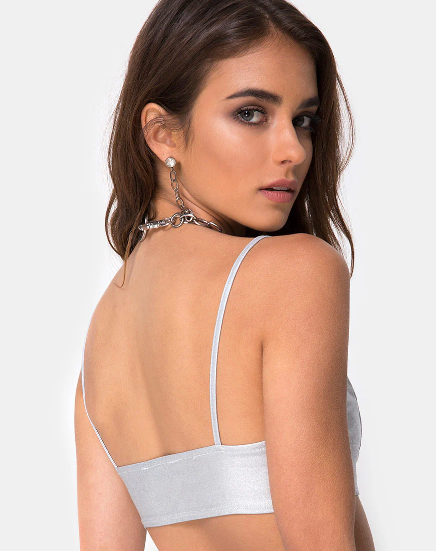 Jessie Bralet Top in Silver Metallic - Image 2