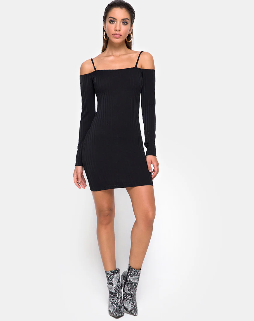 Jetty Bodycon Dress in Black - Image 3