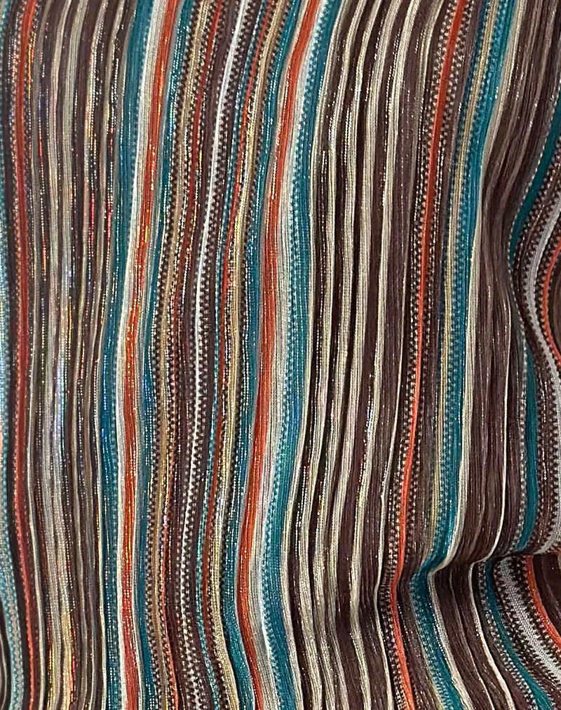 Jhani Mini Dress in Shimmer Plisse Blue and Brown - Image 6