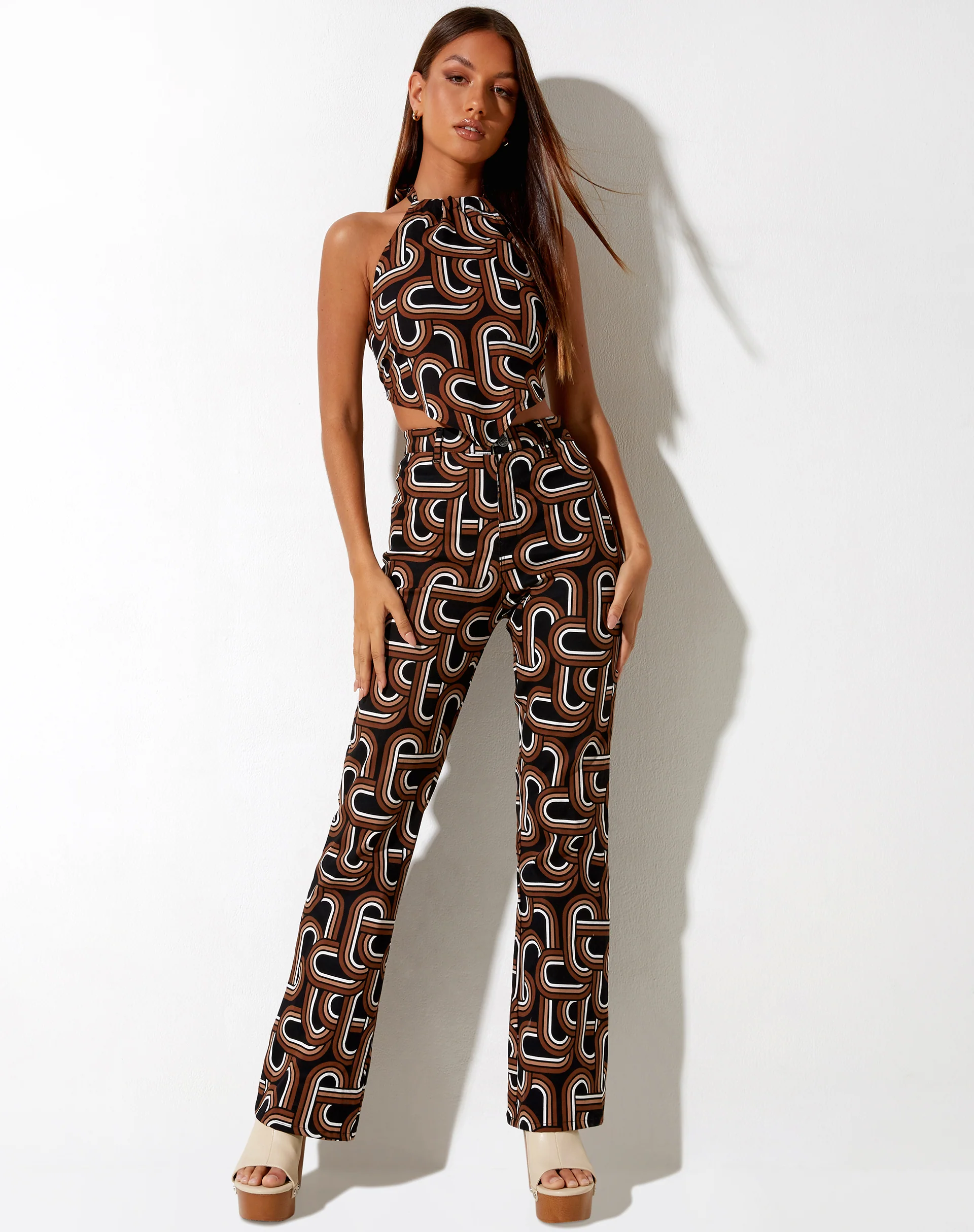 Jida Crop Top in Tonal Interlink Black - Image 3