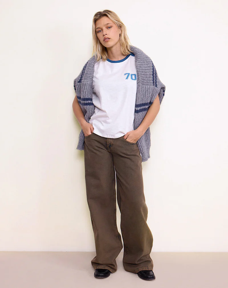 Jihan Top in Off White with Mediterranean Blue Binding - Image 4