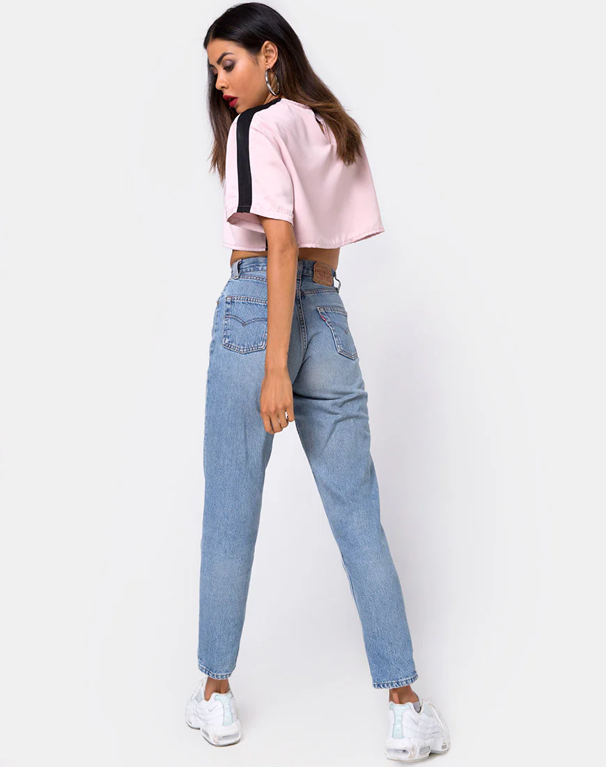 Jiho Crop Top in Blush with Black Stripe - Image 4