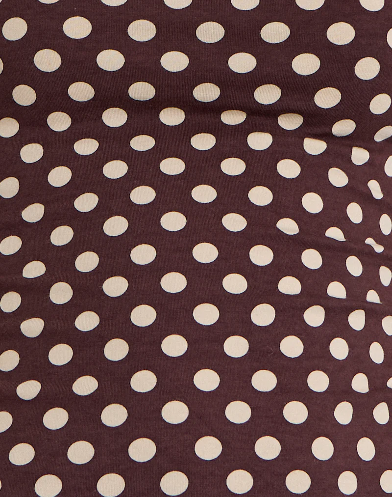 Jinalo Sweetheart Top in Brown with Small Cream Polka Prints - Image 7