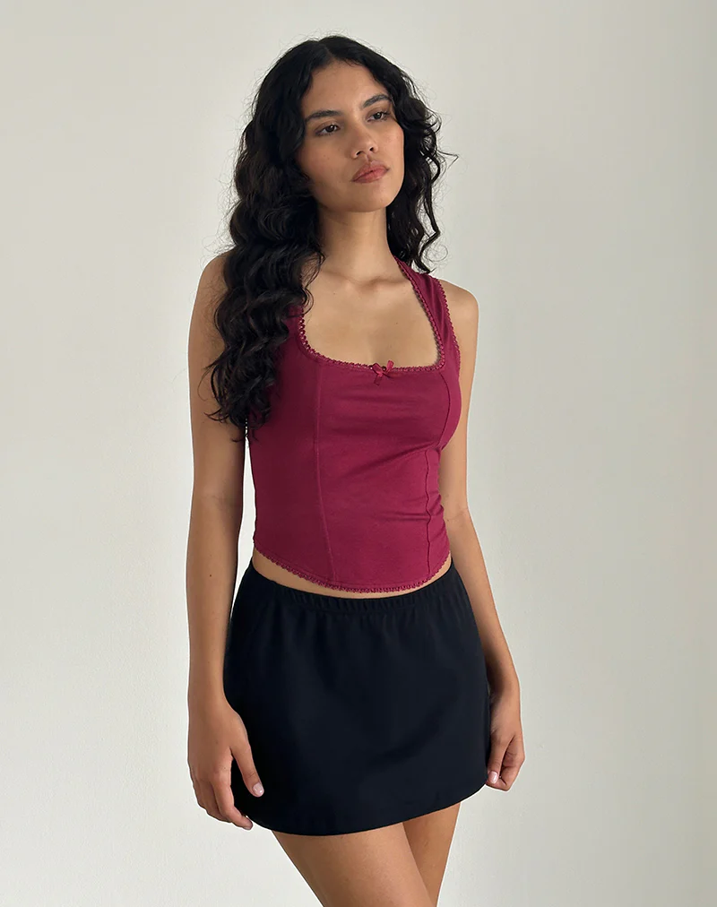 Jinisa Corset Top in Burgundy - Image 4
