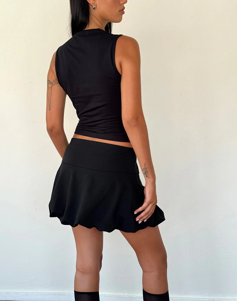 Jiniso Crop Top in Black with Ivory Bows - Image 5