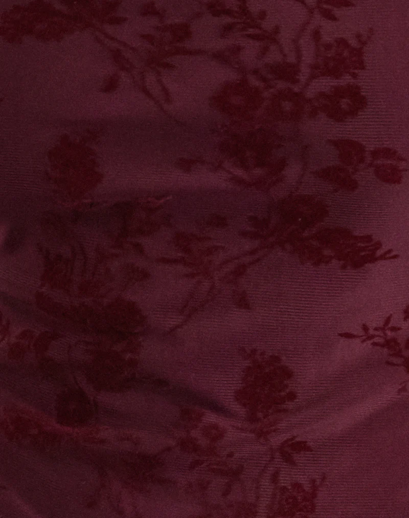 Jiniso Vest Top in Botanical Flower Flock Maroon - Image 6