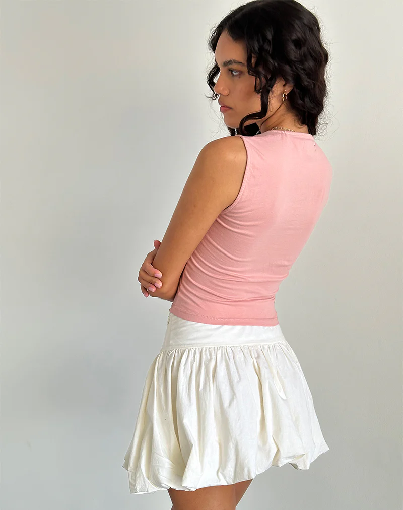 Jiniso Crop Top in Pink Lady with Ivory Bows - Image 4