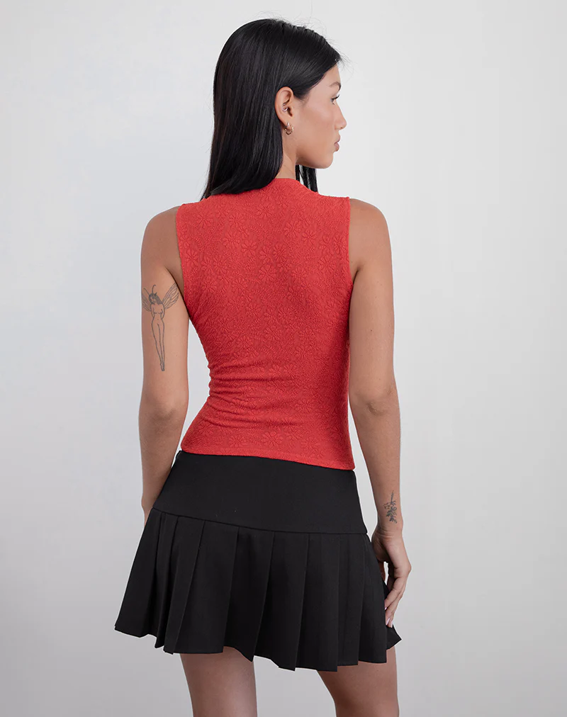 Jinsu Top in Textured Stretch Red - Image 3