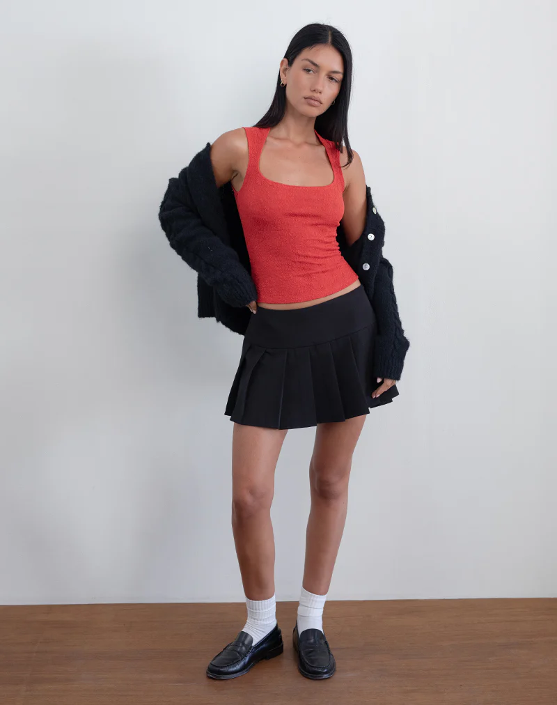 Jinsu Top in Textured Stretch Red - Image 4