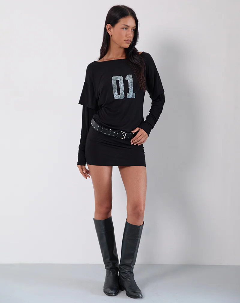 Jionni Sweater Dress in Hotfix Black - Image 6