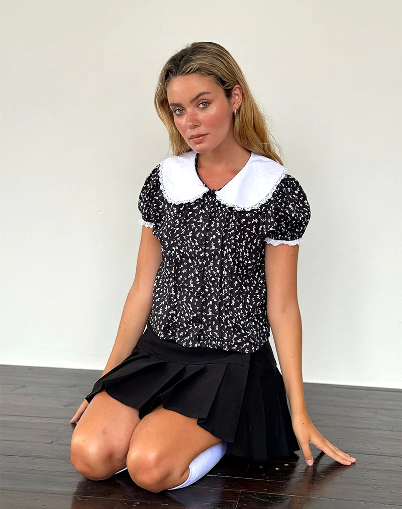 Jisoya Blouse in Black Ditsy Romance - Image 2