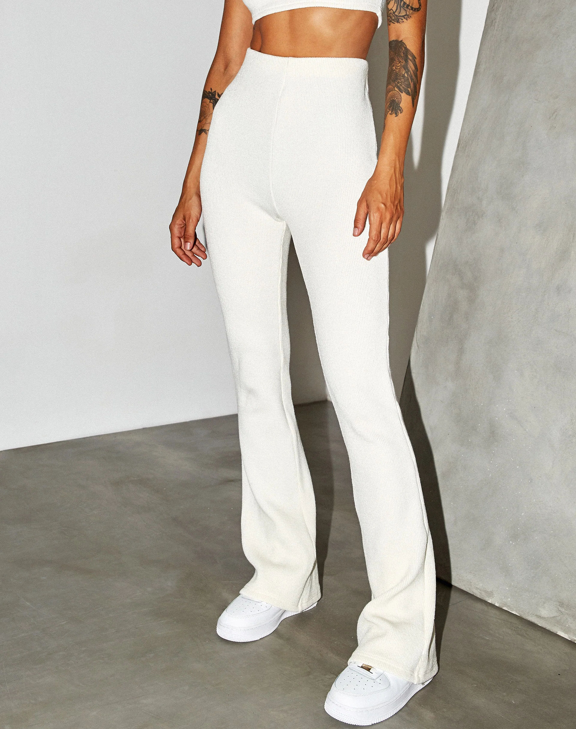 Jiva Flare Trouser in Rib Cream - Image 4