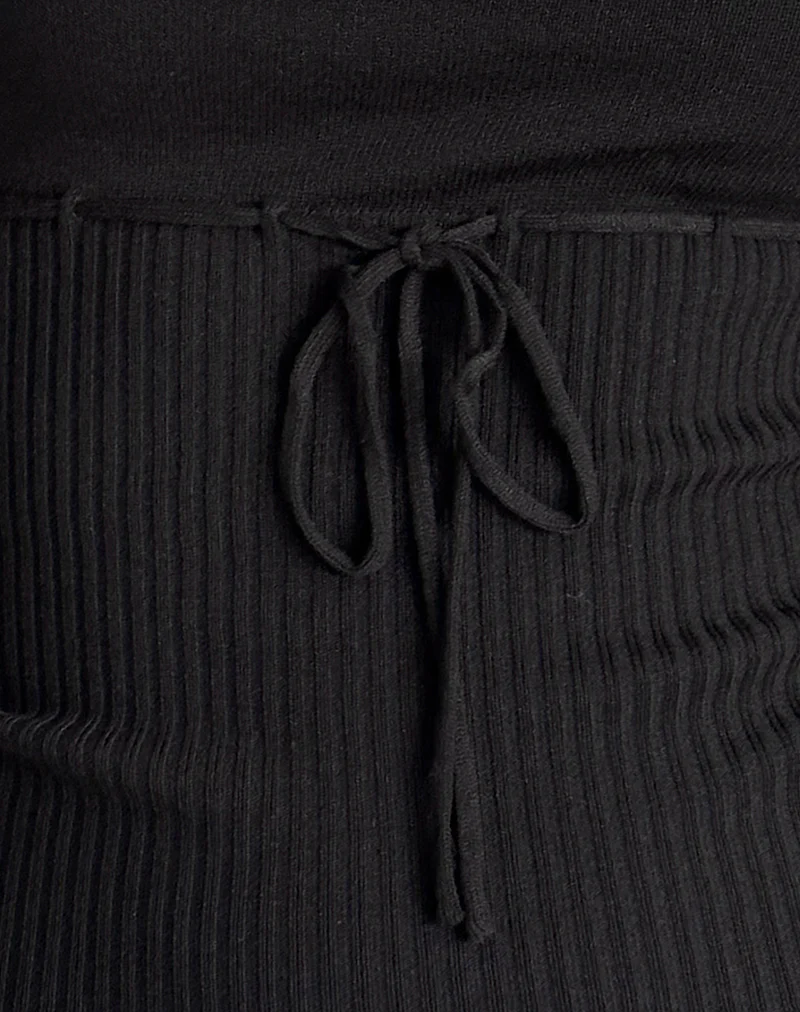 Joanie Ribbed Knitted Cami Top in Black - Image 6
